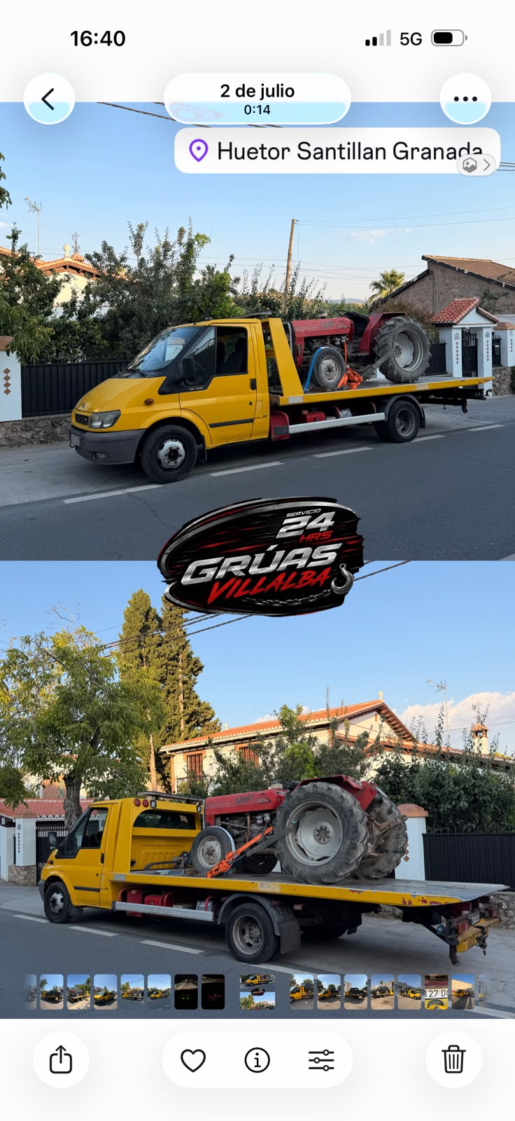 Transporte de tractor en plataforma